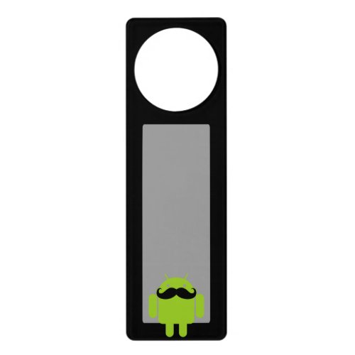 Android Robot Mustache Style on Black Door Hanger