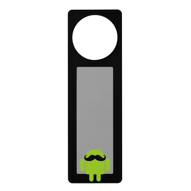 Android Robot Mustache Style on Black Door Hanger (Front)