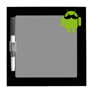 Android Robot Mustache Style on Black Dry-Erase Board
