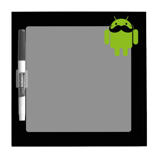 Android Robot Mustache Style on Black Dry-Erase Board (Front)