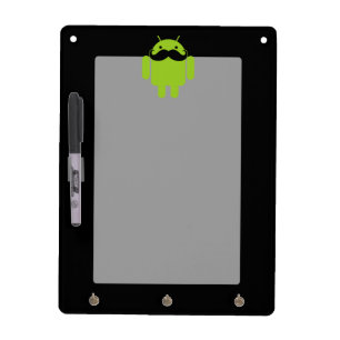 Android Robot Mustache Style on Black Dry-Erase Board