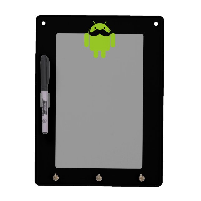 Android Robot Mustache Style on Black Dry-Erase Board (Front)