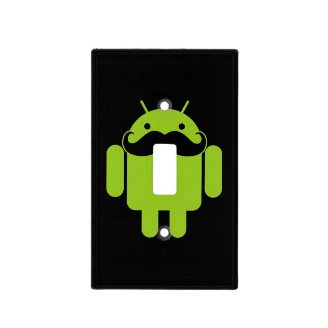 Android Robot Mustache Style on Black Light Switch Cover (Front)