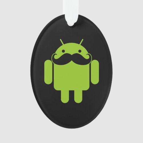 Android Robot Mustache Style on Black Ornament