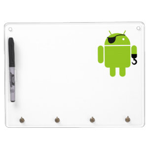 Android Robot Pirate Graphic Dry Erase Board With Keychain Holder