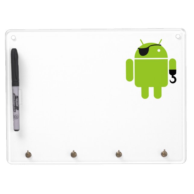 Android Robot Pirate Graphic Dry Erase Board With Keychain Holder (Front)