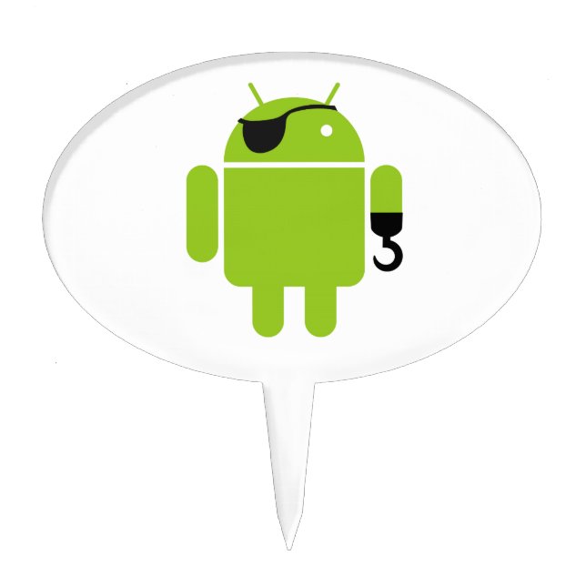 Android Robot Pirate Style Cake Topper (Front)
