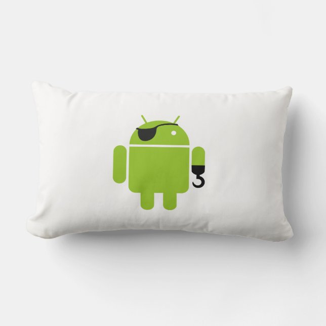 Android Robot Pirate Style Lumbar Pillow (Front)
