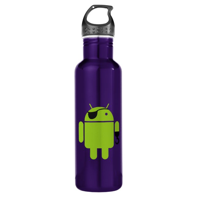 Android Robot Pirate Water Bottle (Front)