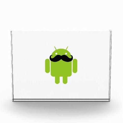 Android Robot Whimsical Mustache Style Acrylic Award