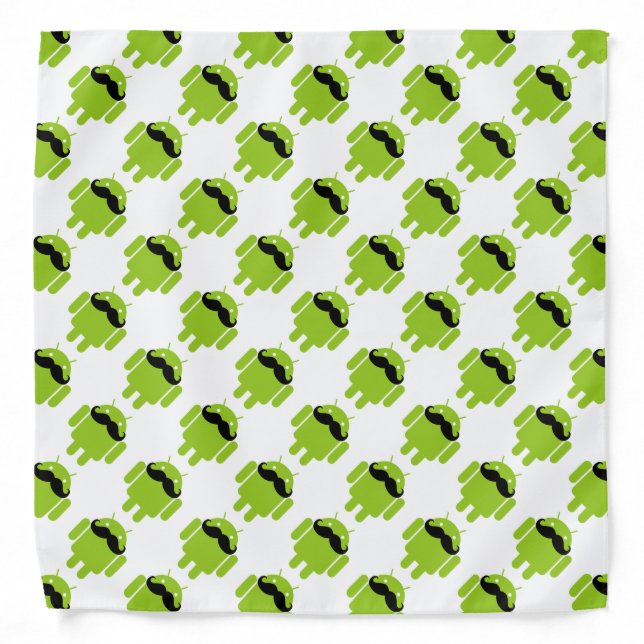 Android Robot Whimsical Mustache Style Bandana (Front)