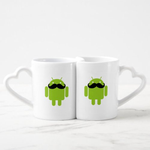 Android Robot Whimsical Mustache Style Coffee Mug Set