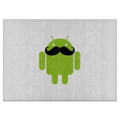 Android Robot Whimsical Mustache Style Cutting Board