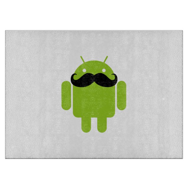 Android Robot Whimsical Mustache Style Cutting Board (Front)