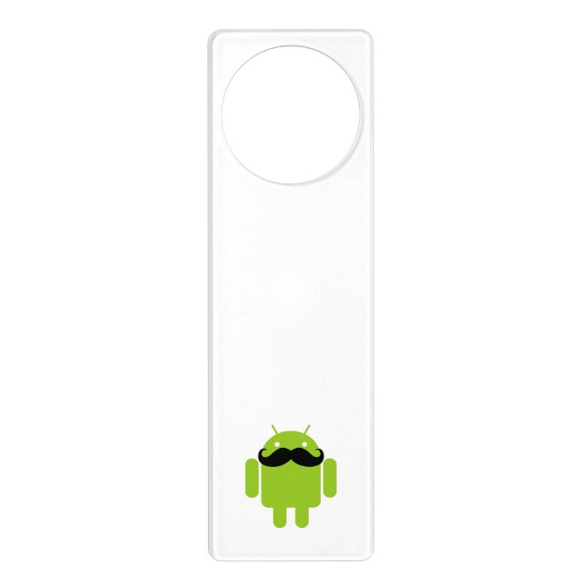 Android Robot Whimsical Mustache Style Door Hanger (Front)