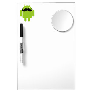 Android Robot Whimsical Mustache Style Dry Erase Board With Mirror