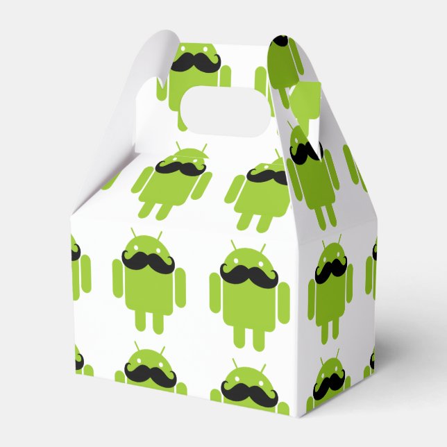 Android Robot Whimsical Mustache Style Favor Boxes (Front Side)