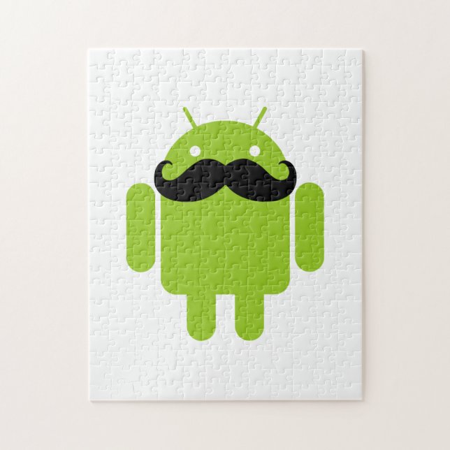 Android Robot Whimsical Mustache Style Jigsaw Puzzle (Vertical)