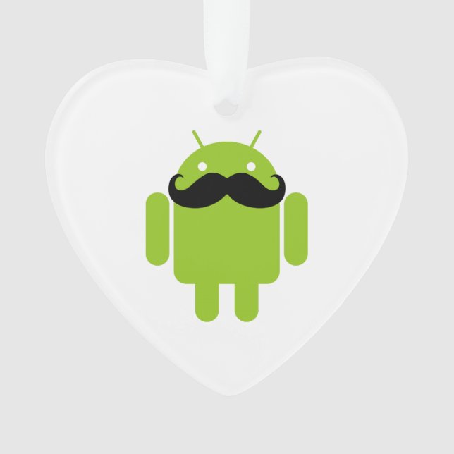 Android Robot Whimsical Mustache Style Ornament (Front)