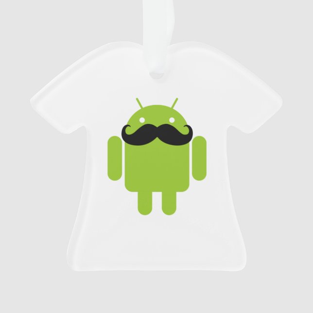 Android Robot Whimsical Mustache Style Ornament (Front)
