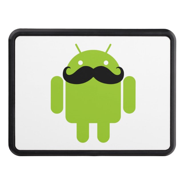 Android Robot Whimsical Mustache Style Trailer Hitch Cover (Front)