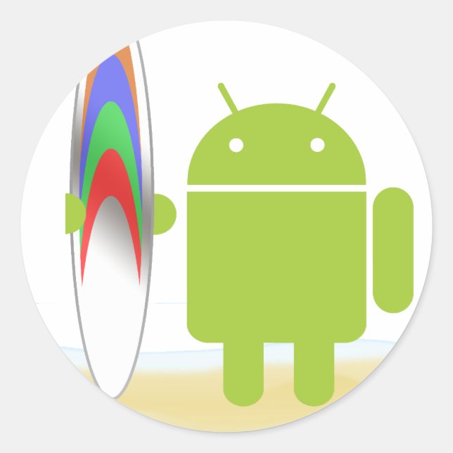 Android Surfer Classic Round Sticker (Front)
