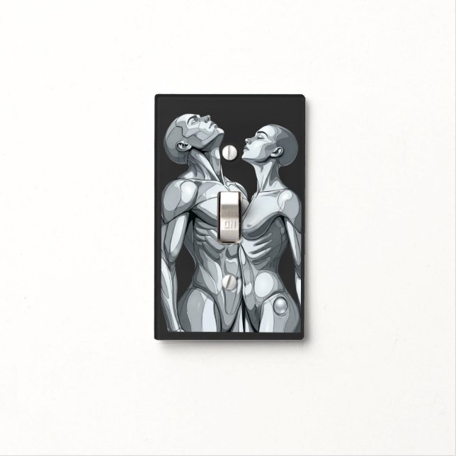 Android Union: Cyborg Couple Acrylic Serving Tray Light Switch Cover (In Situ)