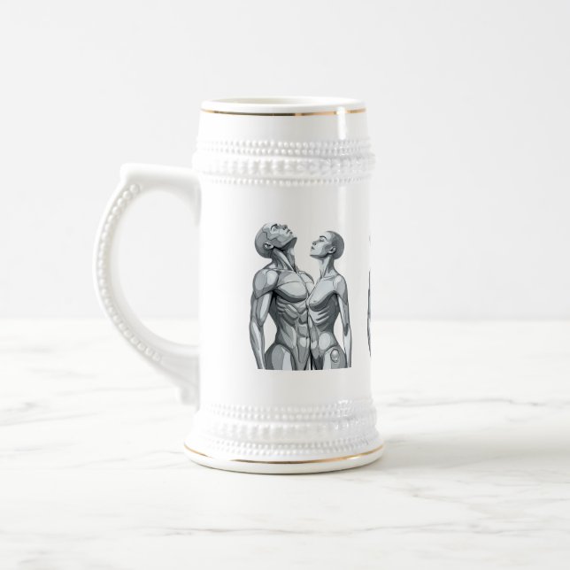 Android Union: Cyborg Couple Ceramic Beer Stein (Left)