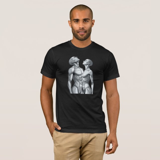 Android Union: Futuristic Cyborg Couple T-Shirt (Front Full)