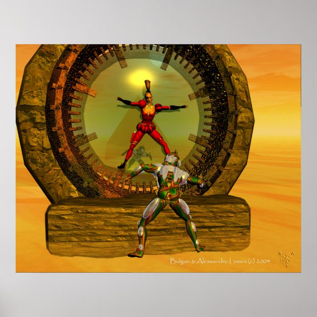 ANDROID XENIA MEETS TITAN IN DESERT Sci Fi Poster (Front)