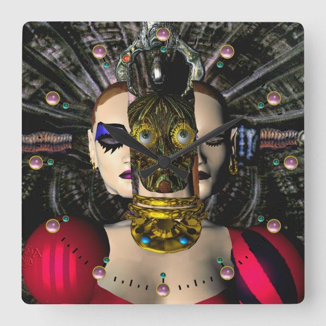 ANDROID XENIA SPACESHIP PILOT Science Fiction Square Wall Clock (Front)