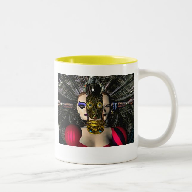 ANDROID XENIA SPACESHIP PILOT,Science Fiction Two-Tone Coffee Mug (Right)