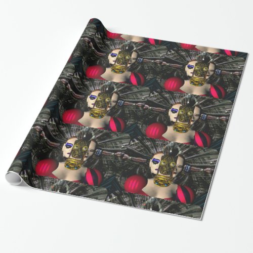 ANDROID XENIA SPACESHIP PILOT Science Fiction Wrapping Paper