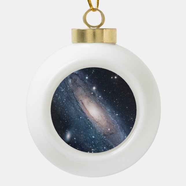 Andromeda Galaxy Milky Way Stars Universe Bell Ceramic Ball Christmas Ornament (Front)