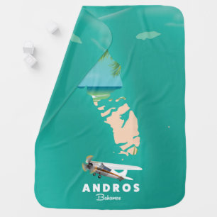 Andros Bahamas Vacation map. Baby Blanket