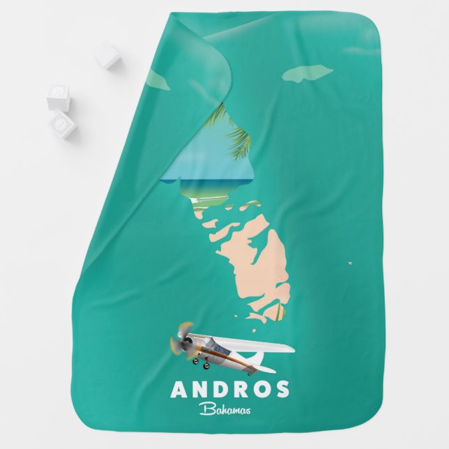 Andros Bahamas Vacation map. Baby Blanket (In Situ)