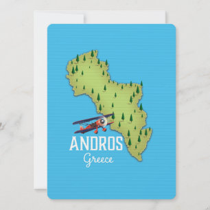 Andros Greek Map Illustrated travel poster