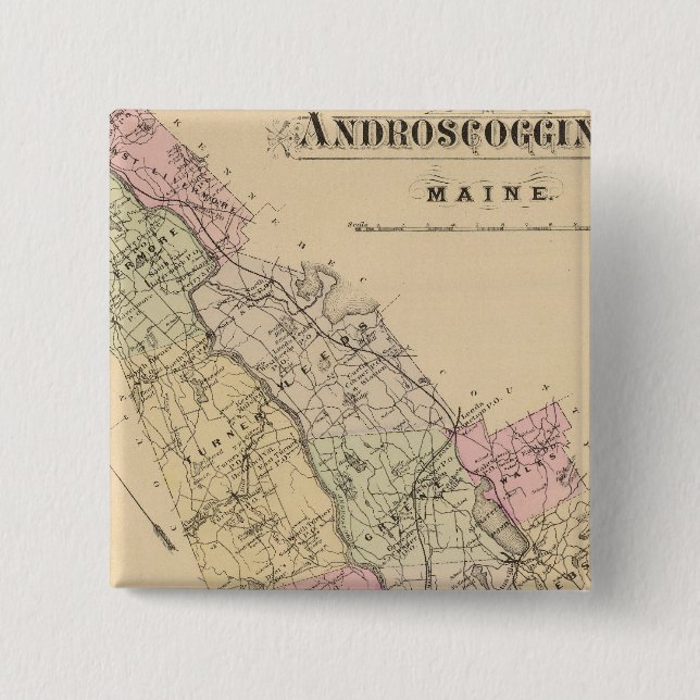 Androscoggin County, Maine Map Pinback Button (Front)