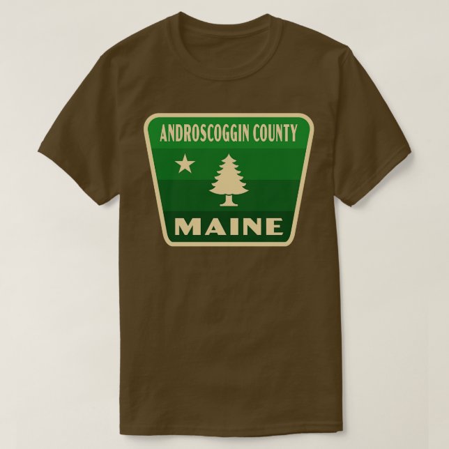 Androscoggin County Maine Retro Pine Tree Badge Gr T-Shirt (Design Front)