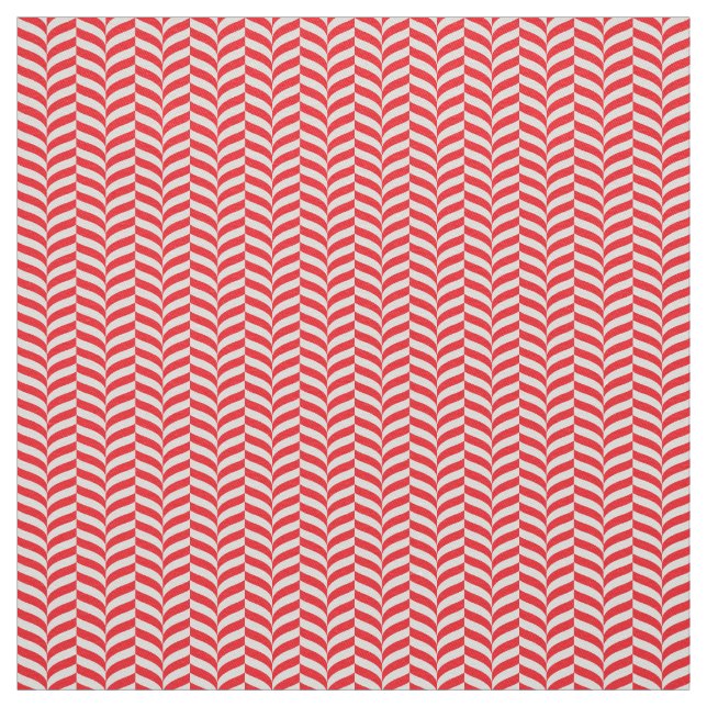 andy Cane Twist Geometric Red & Cream Chevron Fabric (Swatch)