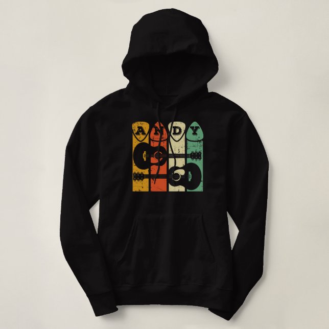 Andy Guitar Retro Pick Andy Guitar Musician Retro  Hoodie (Design Front)
