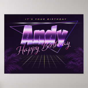 Andy Name First Name pura retro poster Birthday