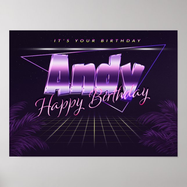 Andy Name First Name pura retro poster Birthday (Front)