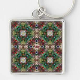 ANDY Personalized ~ Christmas Green Red ~ Keychain