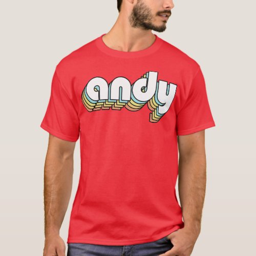 Andy Retro Rainbow Typography Faded Style T_Shirt