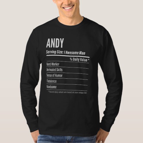 Andy Serving Size Nutrition Label Calories T_Shirt