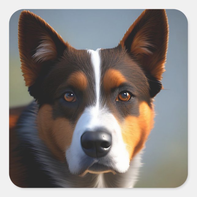 Andy The Australian Blue Heeler, Square Sticker (Front)