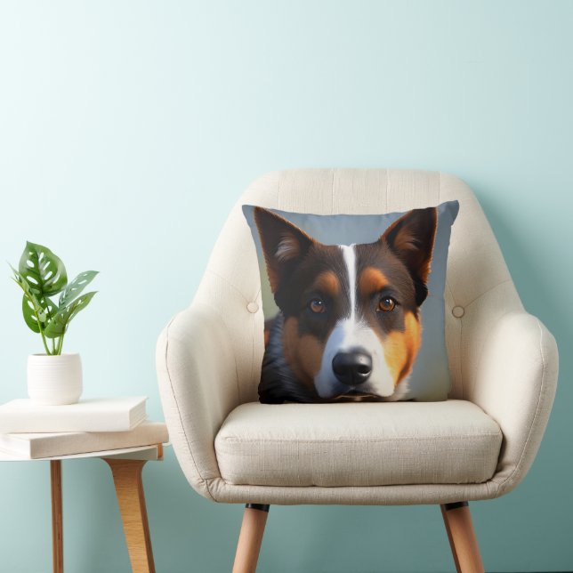 Andy The Australian Blue Heeler, Throw Pillow (Chair)