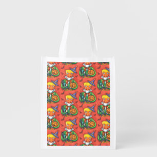 ANDY THE CANDY CORN MAN, BLACK CAT & JACK Colorful Grocery Bag
