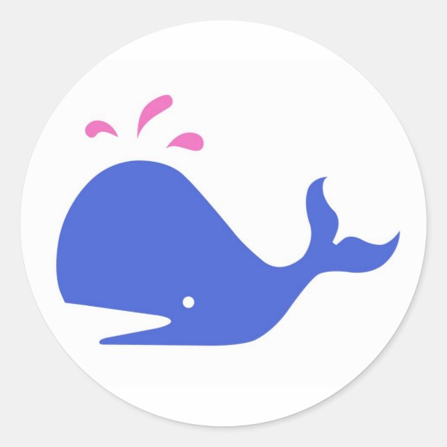 Andy Whale Singletons_blue,pink on white Classic Round Sticker (Front)